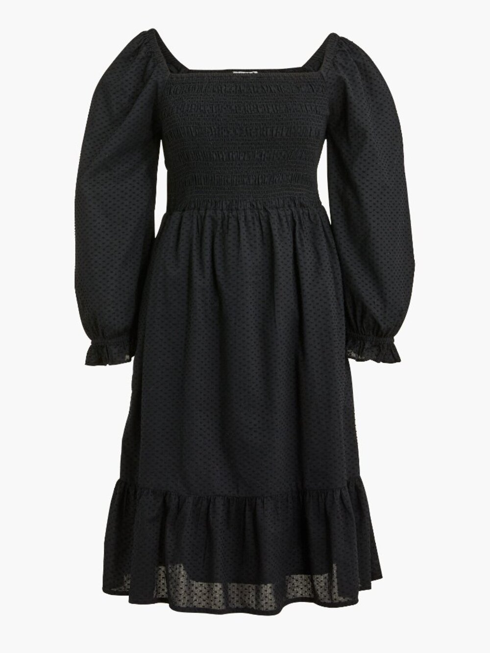 NWT J. Crew Womens Size Small Black Smocked Clip Dot Puff Sleeve Mini Dress NEW